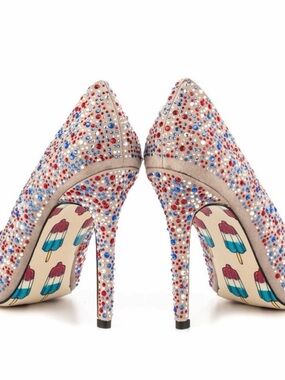 Brand new without box Taylor Says firecracker jeweled stilettos leather